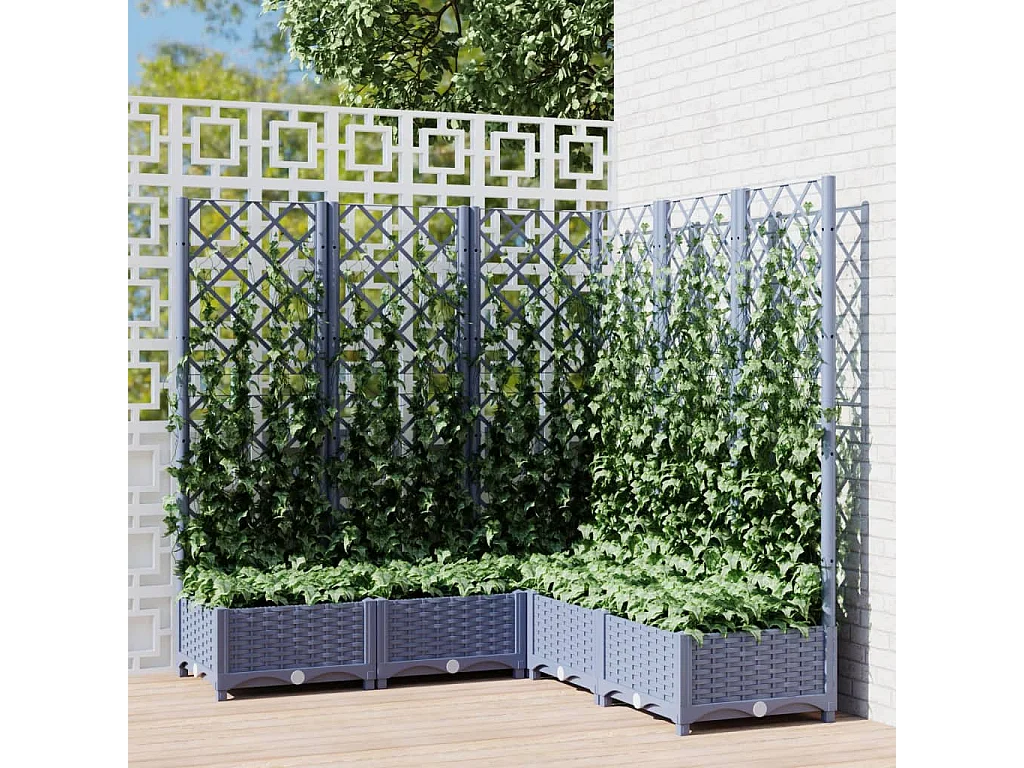 Jardinière avec treillis Gris foncé 120x120x121,5 PP