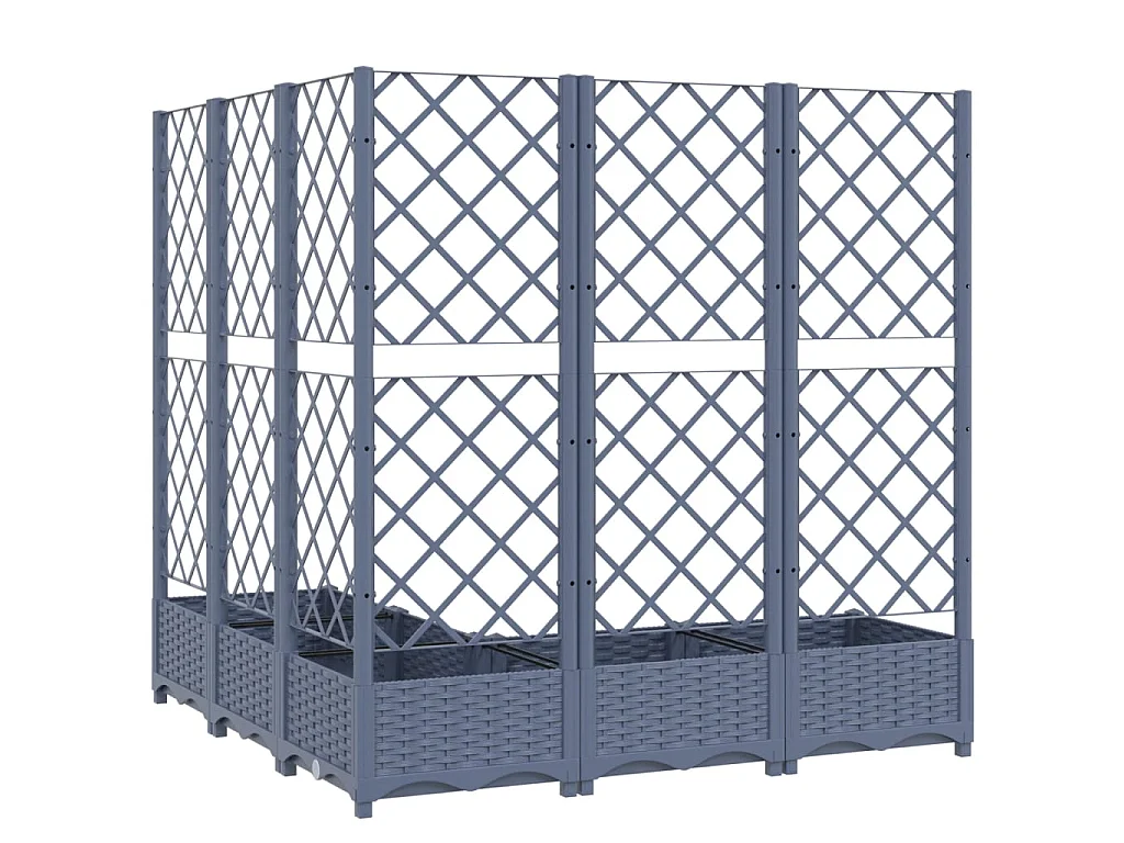 Jardinière avec treillis Gris foncé 120x120x121,5 PP