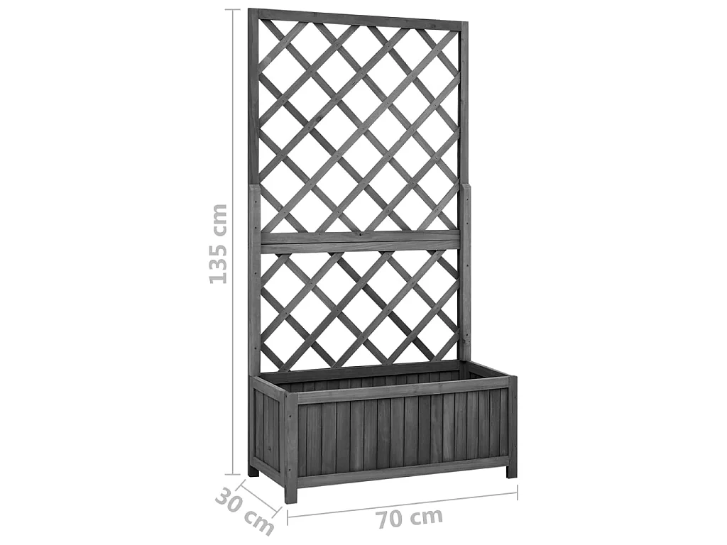 Jardinière à treillis jardin Noir 70x30x135 Bois de sapin