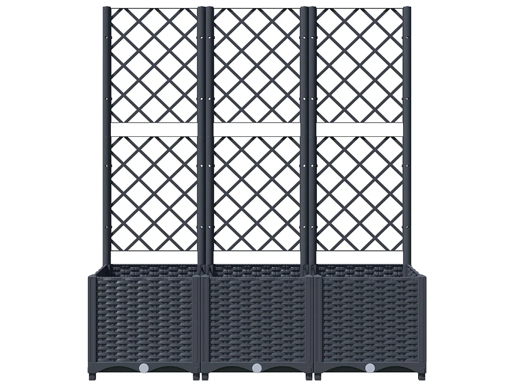 Jardinière avec treillis Gris foncé 120x40x136 PP