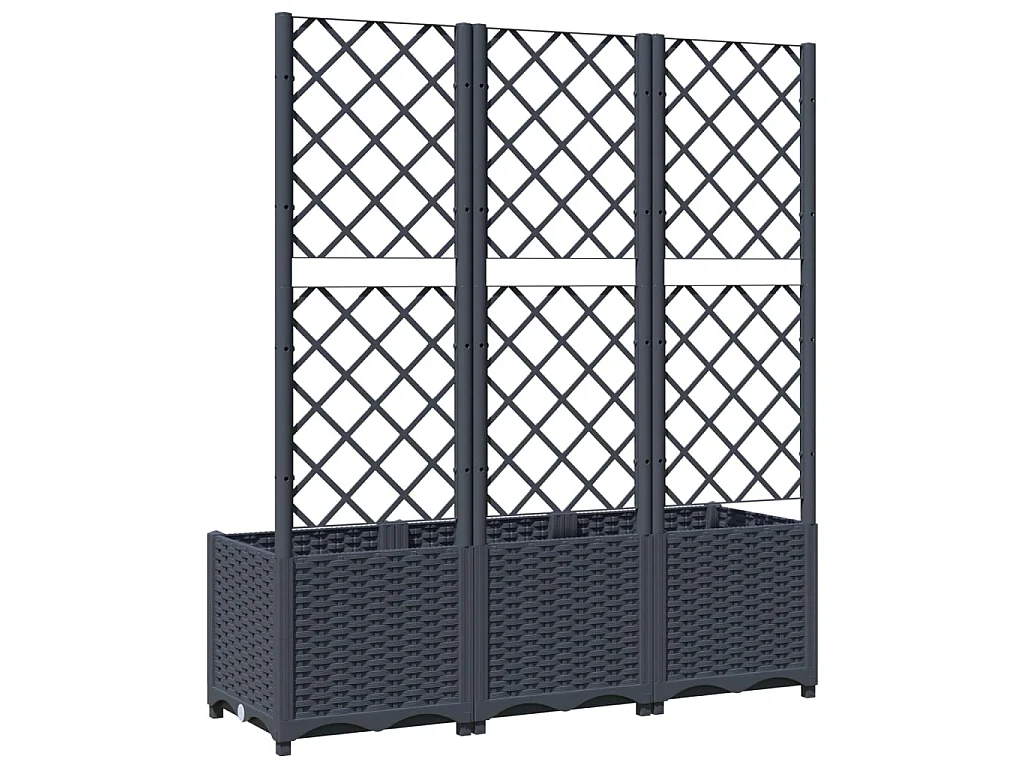 Jardinière avec treillis Gris foncé 120x40x136 PP