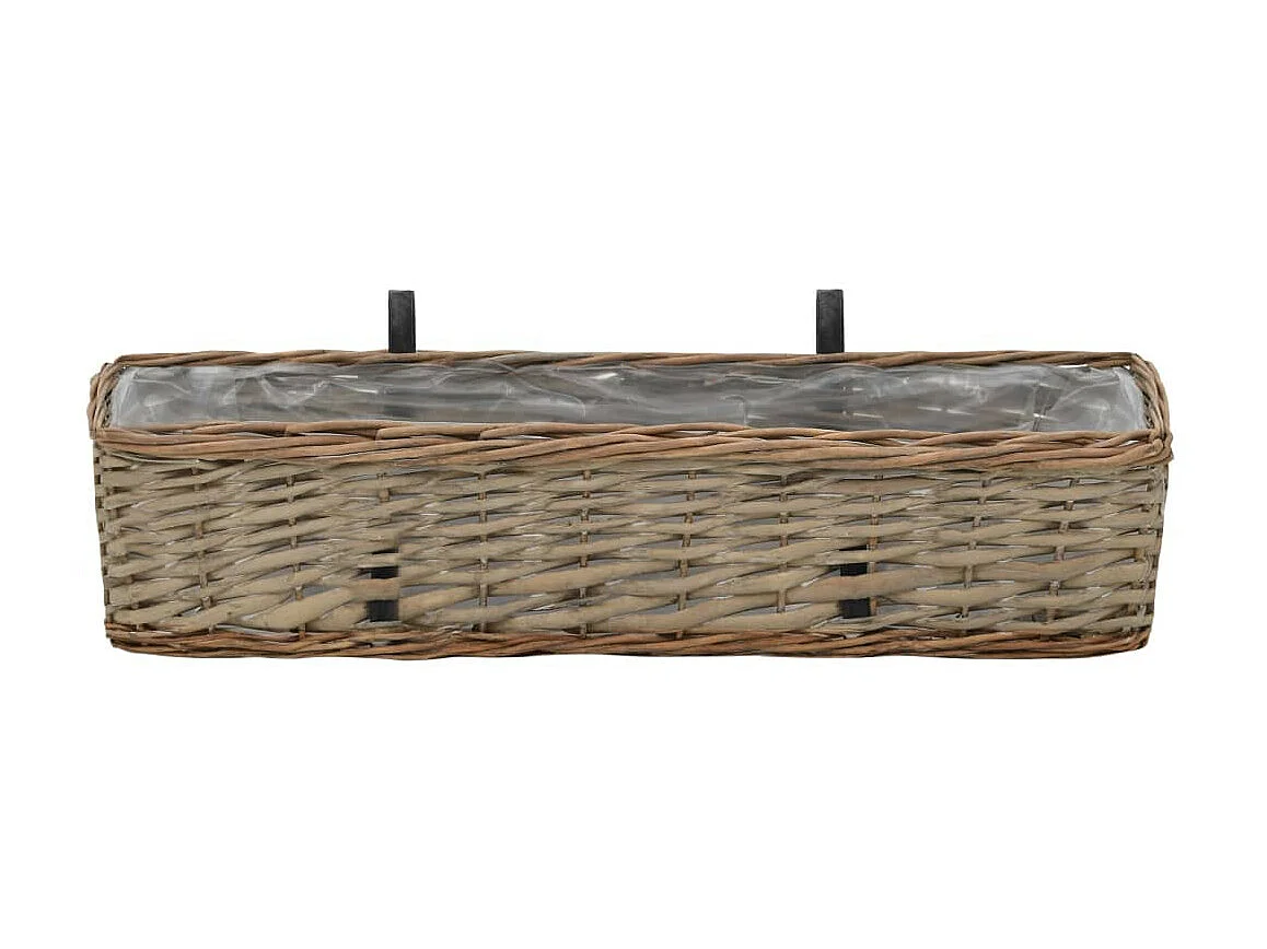 Jardinière de balcon 2 pcs Osier avec doublure en PE 60cm