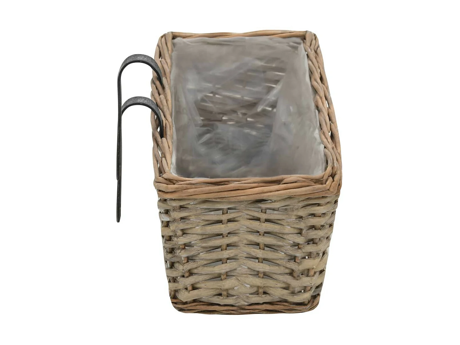 Jardinière de balcon 2 pcs Osier avec doublure en PE 60cm