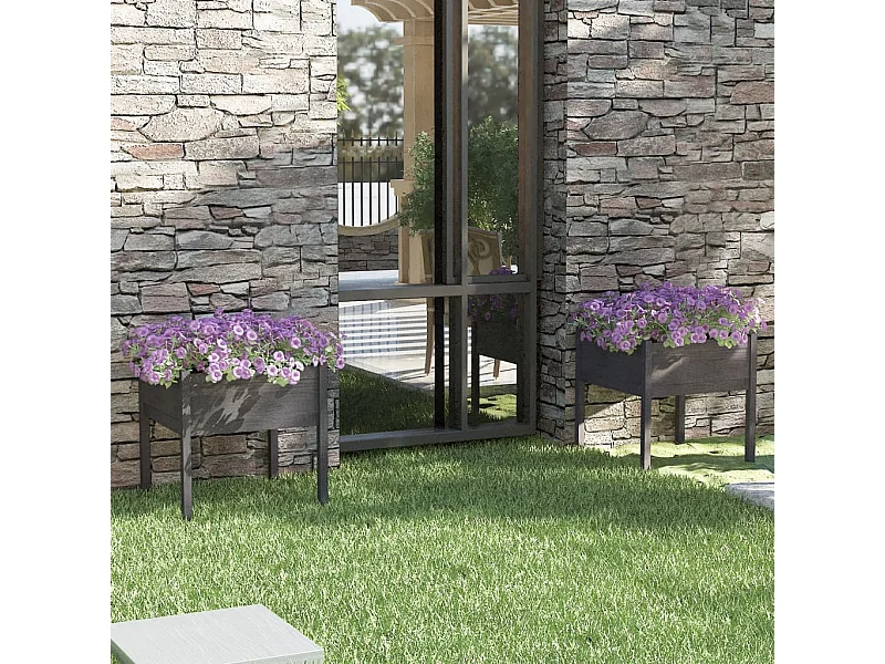 Jardinières 2 pcs Gris 70x70x70 Bois de pin massif