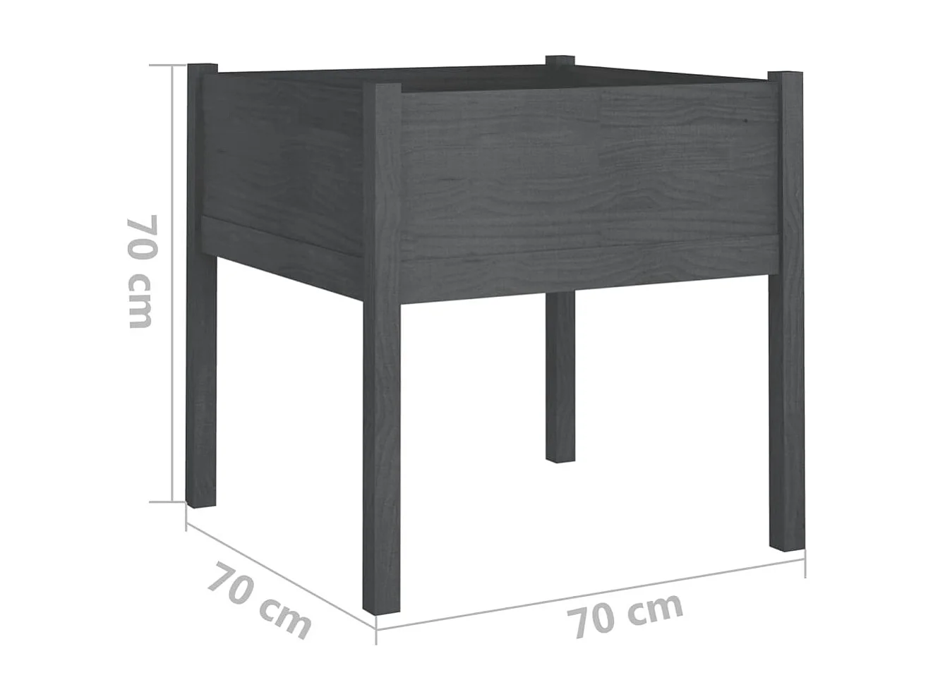 Jardinières 2 pcs Gris 70x70x70 Bois de pin massif