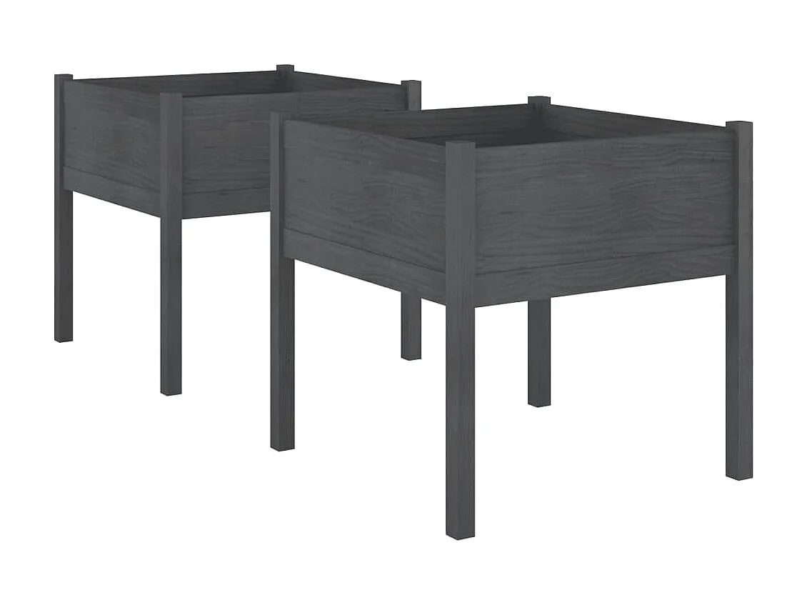 Jardinières 2 pcs Gris 70x70x70 Bois de pin massif