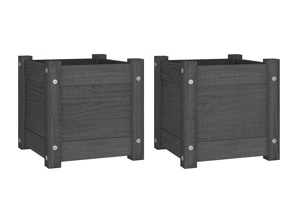 Jardinières d'extérieur 2 pcs Gris 31x31x31 Bois de pin