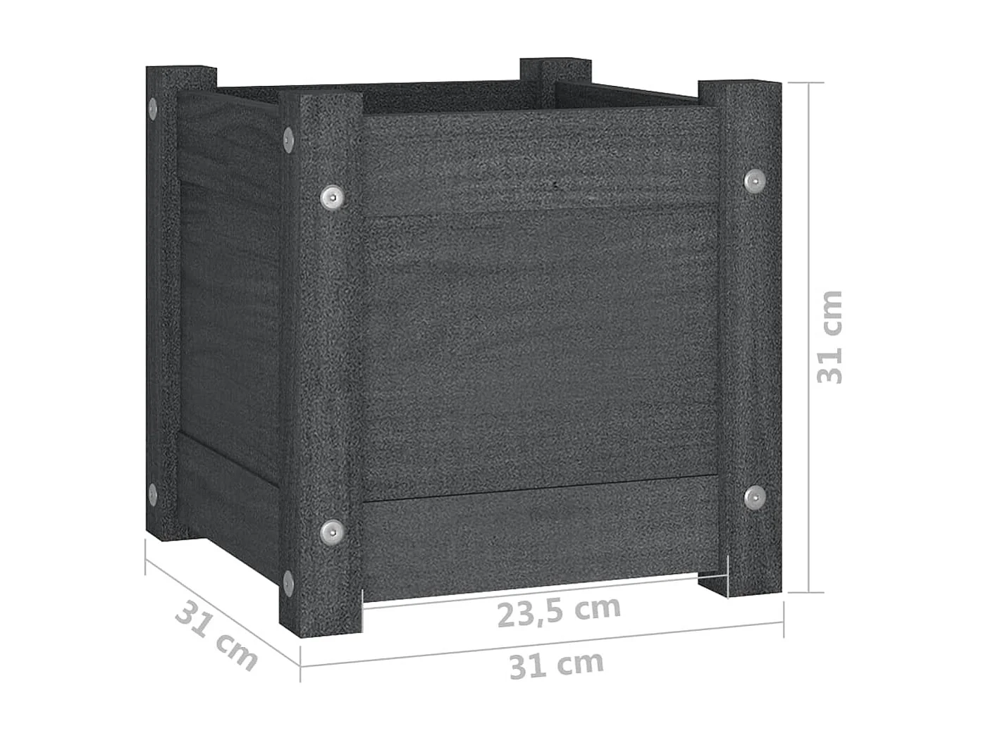 Jardinières d'extérieur 2 pcs Gris 31x31x31 Bois de pin