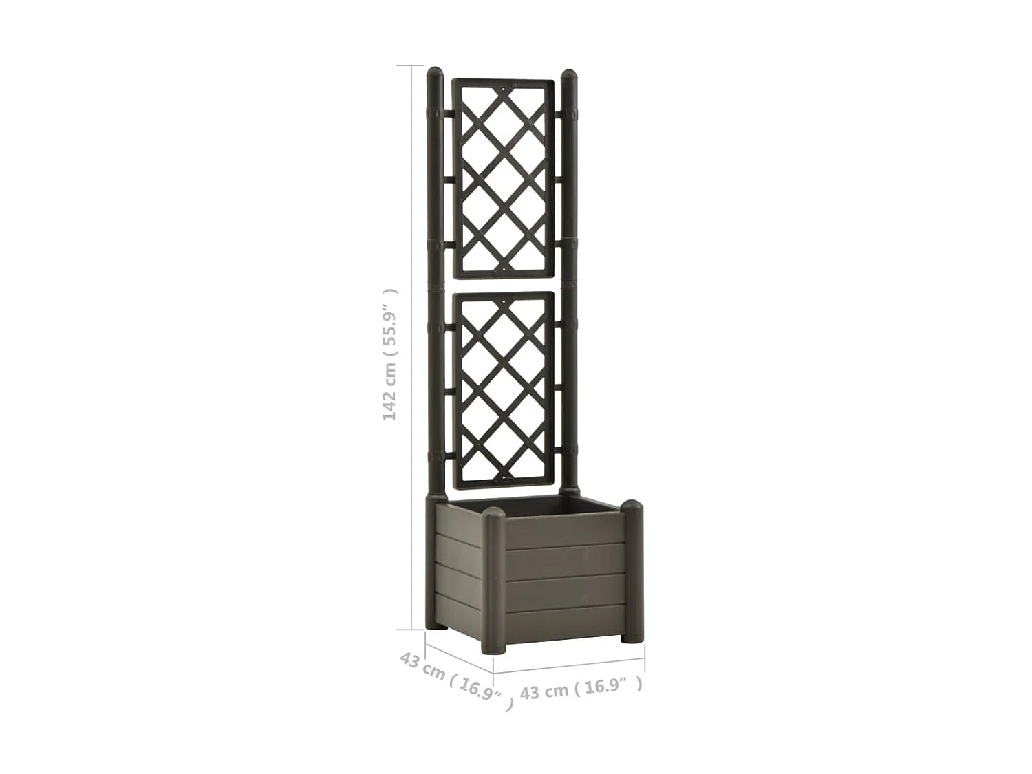 Jardinière avec treillis 43x43x142 PP Anthracite