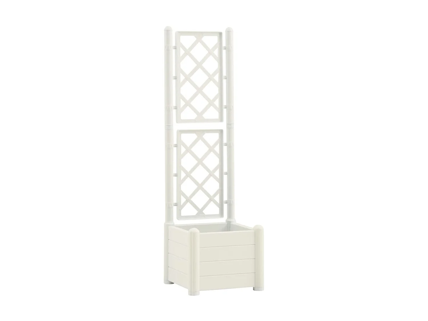 Jardinière avec treillis 43x43x142 PP Blanc