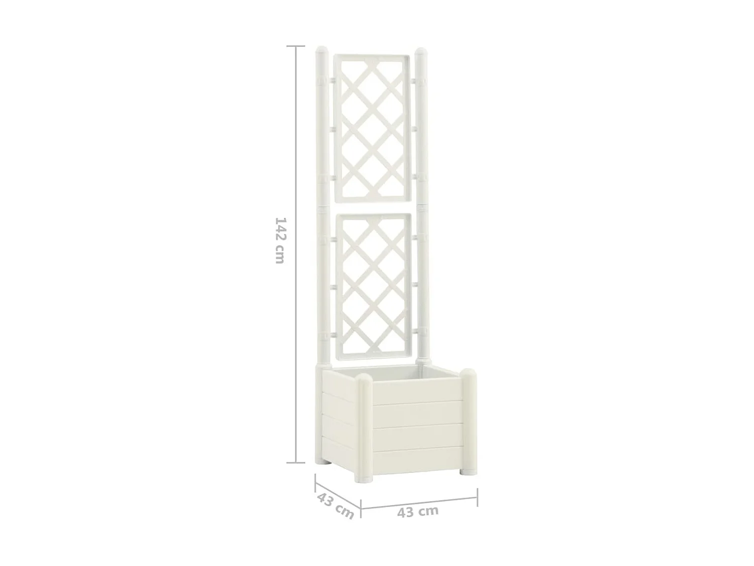 Jardinière avec treillis 43x43x142 PP Blanc
