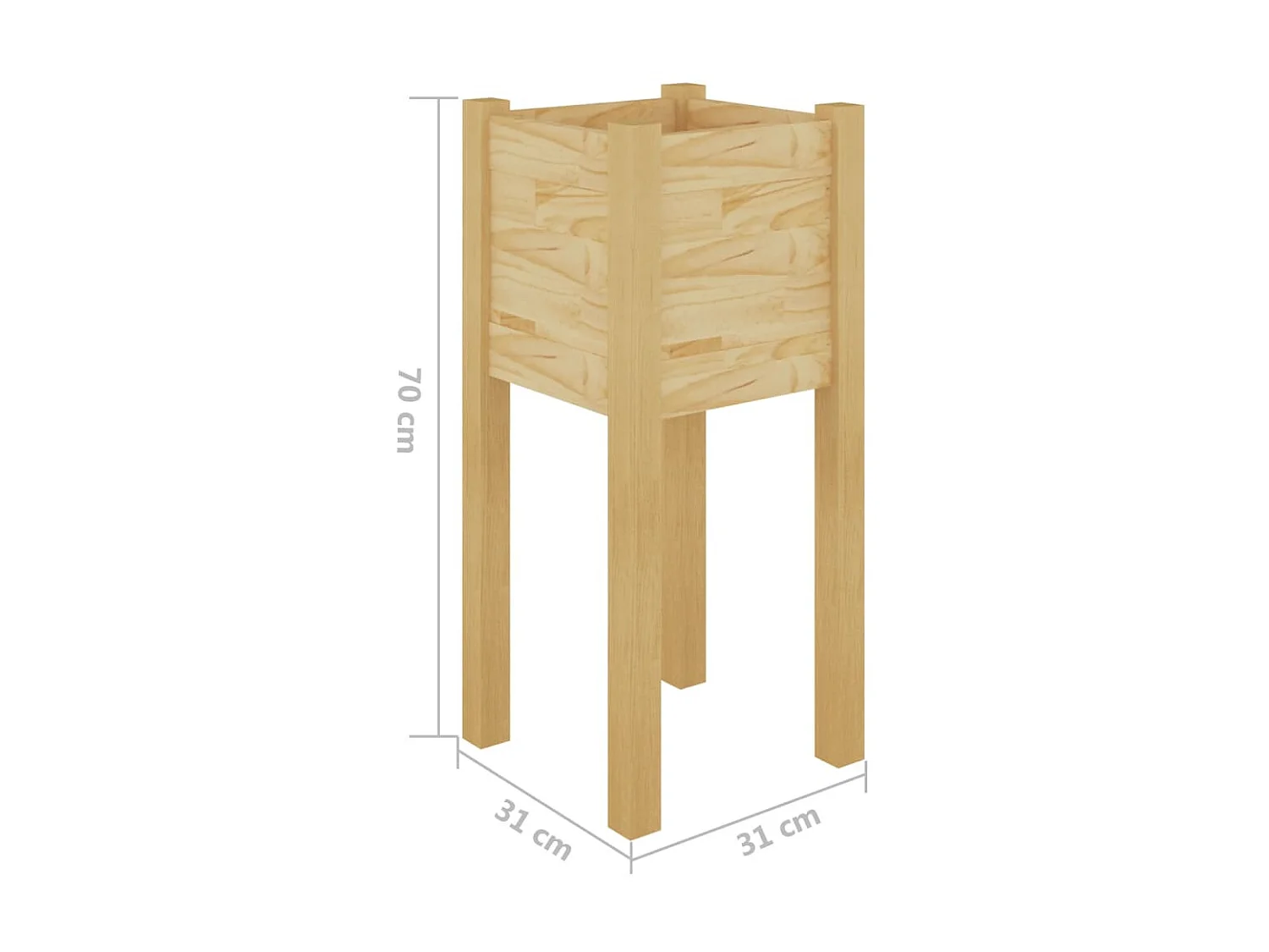 Jardinières d'extérieur 2 pcs 31x31x70 Bois de pin massif