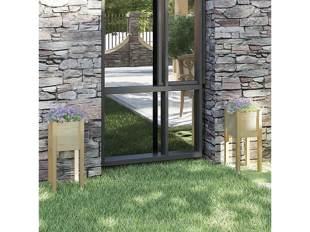 Jardinières d'extérieur 2 pcs 31x31x70 Bois de pin massif
