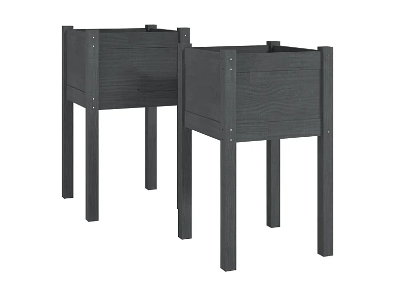 Jardinières d'extérieur 2pcs Gris 40x40x70 Bois de pin massif
