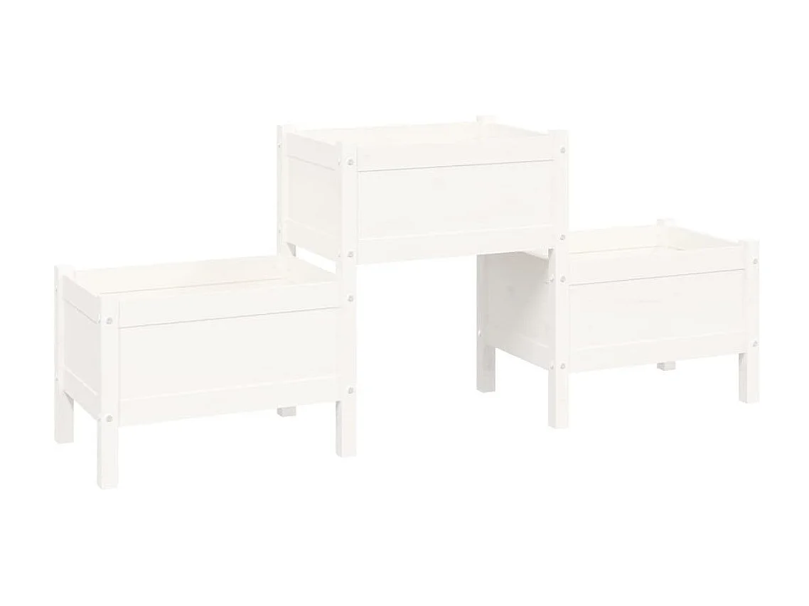 Jardinière Blanc 178,5x44x75 Bois massif de pin