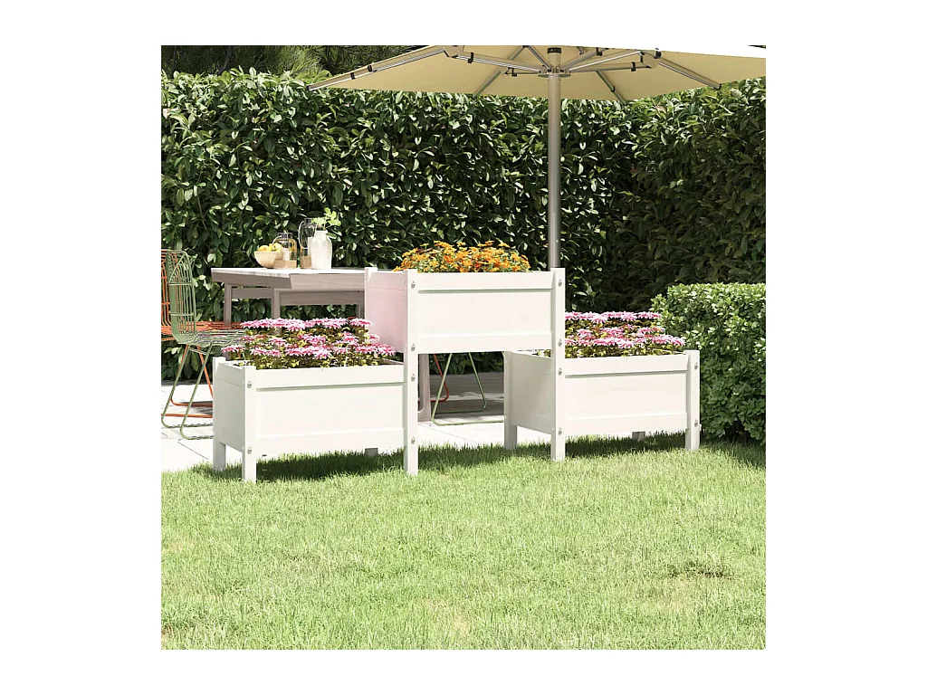 Jardinière Blanc 178,5x44x75 Bois massif de pin
