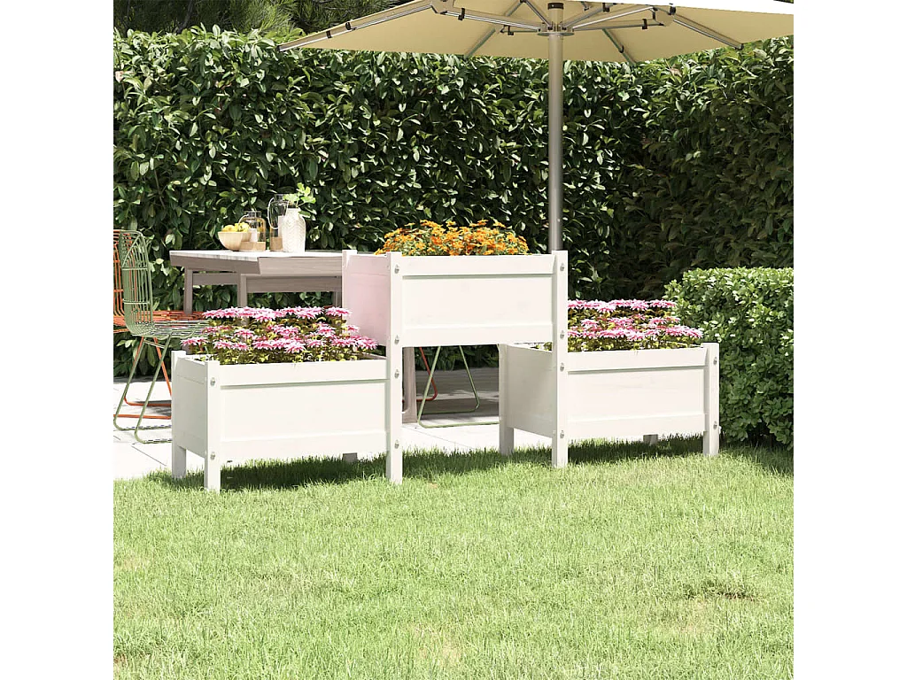 Jardinière Blanc 178,5x44x75 Bois massif de pin