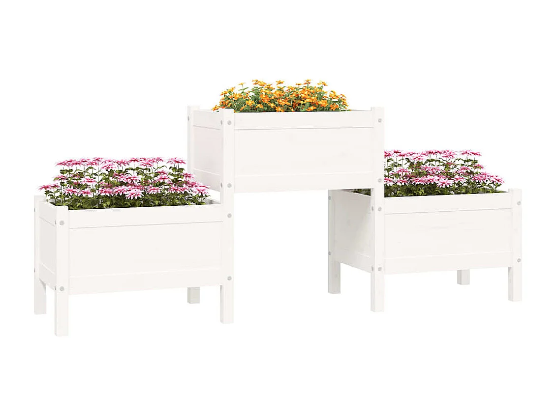 Jardinière Blanc 178,5x44x75 Bois massif de pin