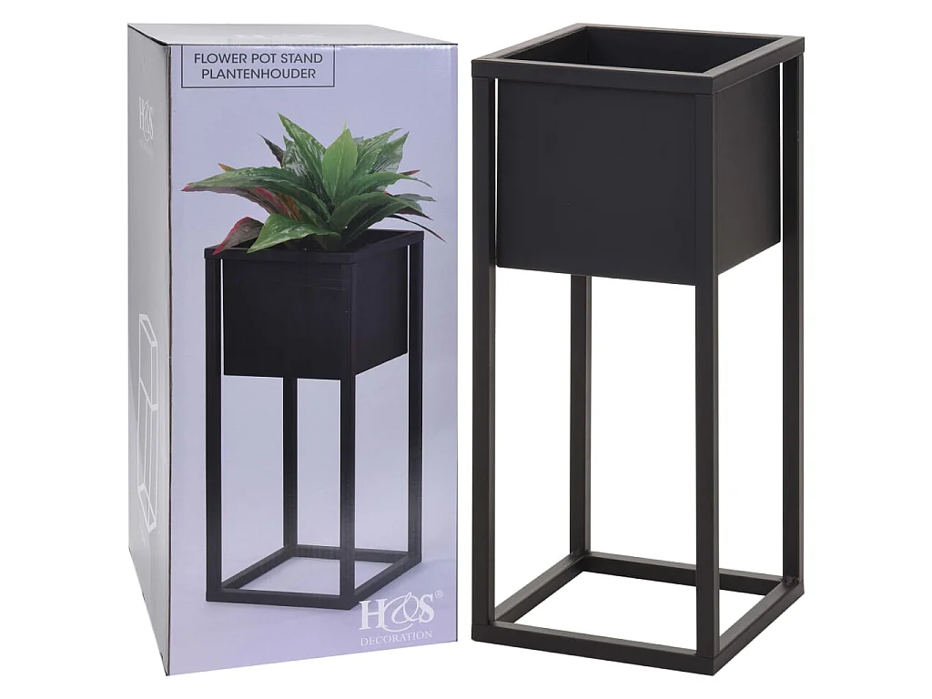 Home&Styling Pot de fleurs sur pied Métal Noir 50cm