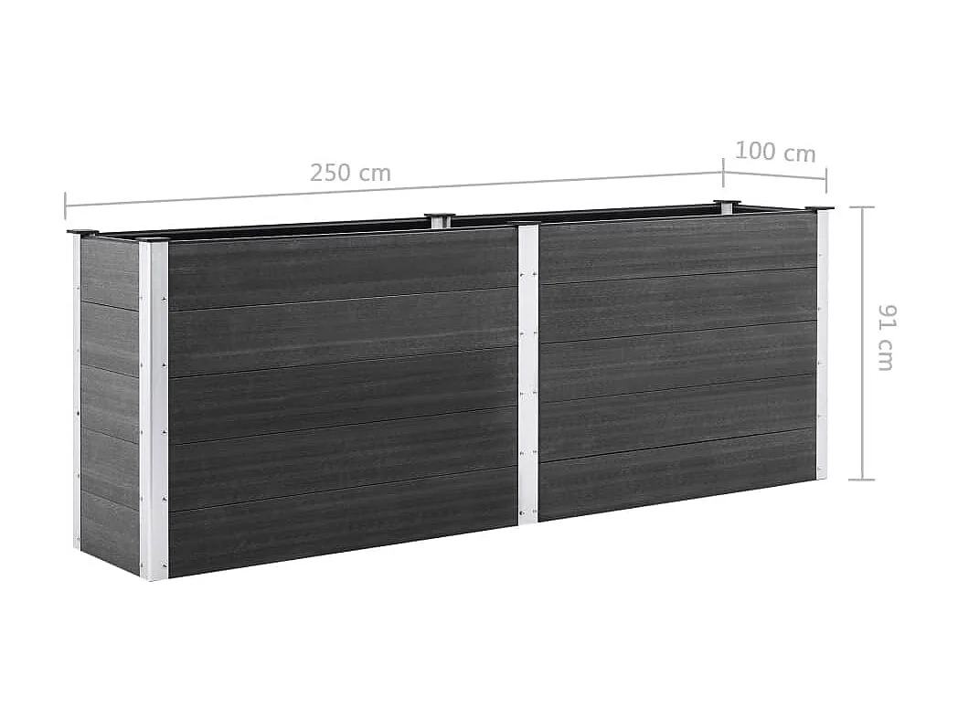 Jardinière 250x100x91 WPC Gris