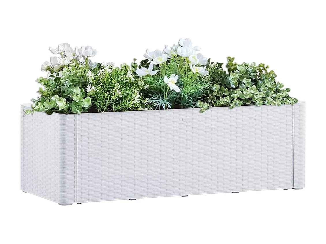 Jardinière et système d'arrosage Blanc 100x43x33