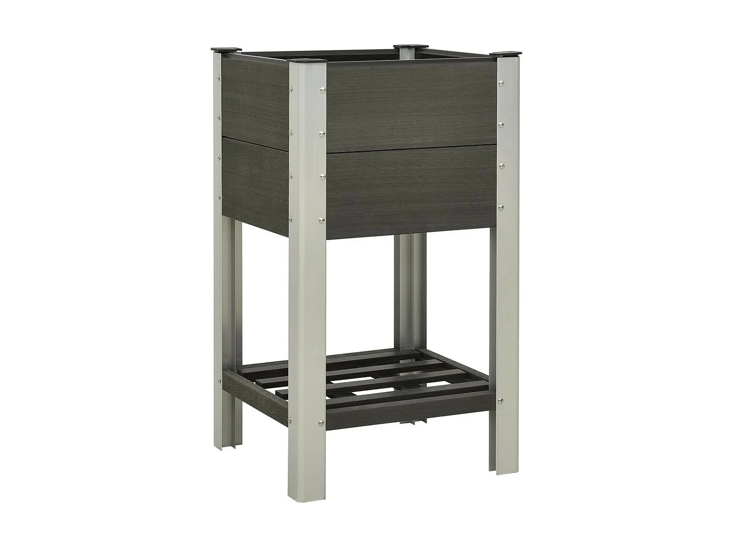 Jardinière avec étagère 50x50x90 WPC Gris