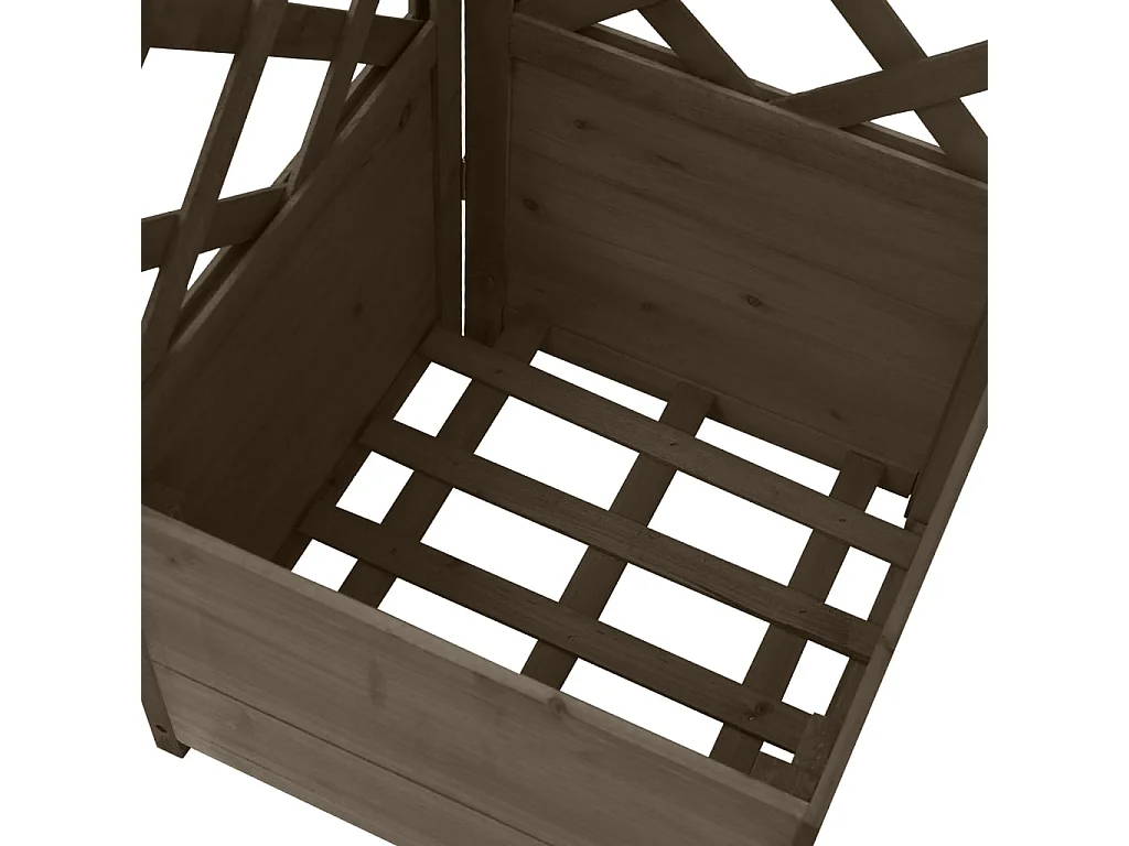 Jardinière d'angle en treillis Gris 40x40x150 Bois de sapin