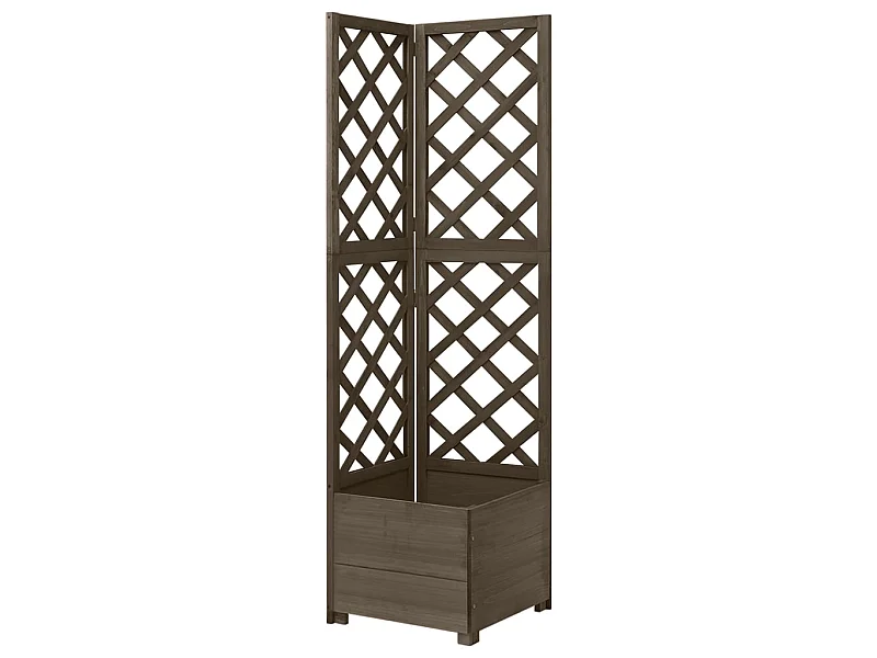 Jardinière d'angle en treillis Gris 40x40x150 Bois de sapin