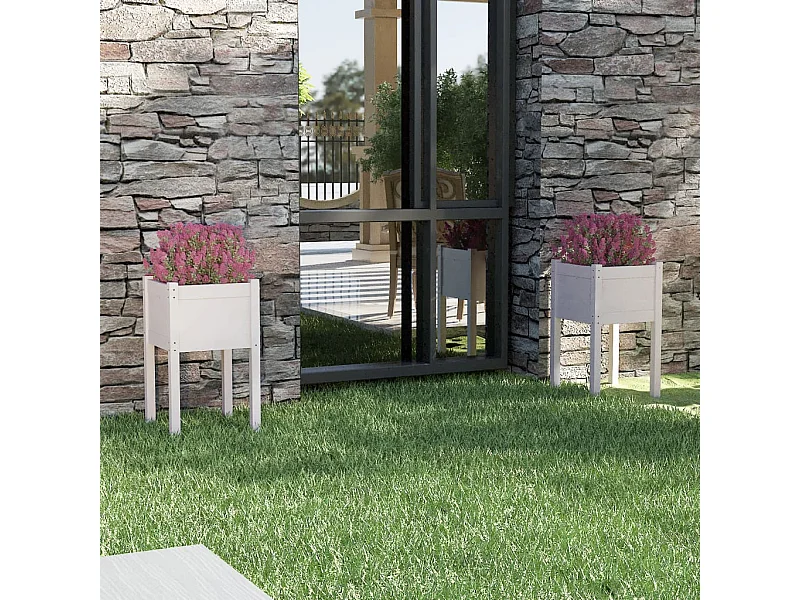 Jardinières d'extérieur 2 pcs Blanc 40x40x70 Bois de pin