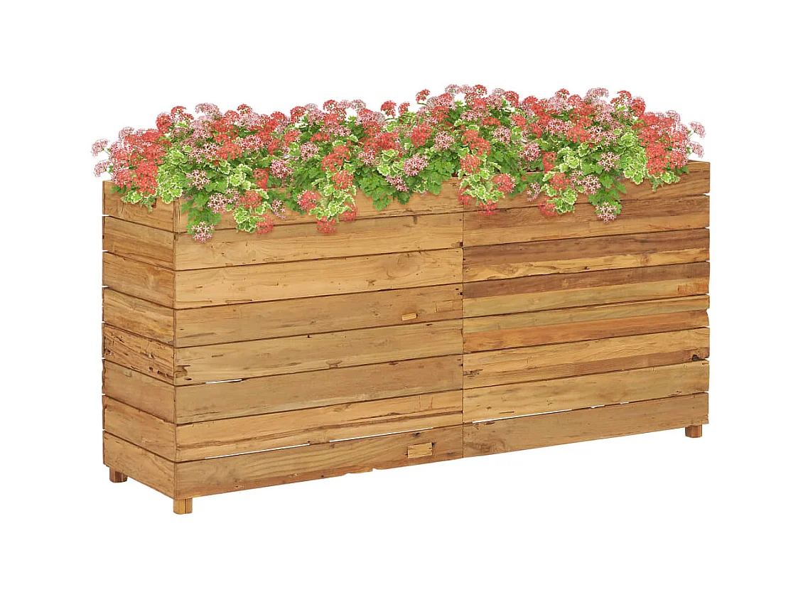 Jardinière 150x40x72 Bois de teck recyclé et acier