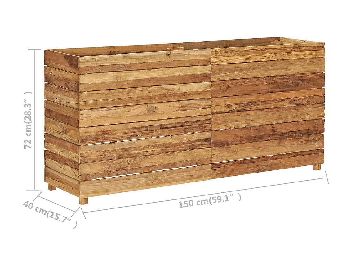 Jardinière 150x40x72 Bois de teck recyclé et acier