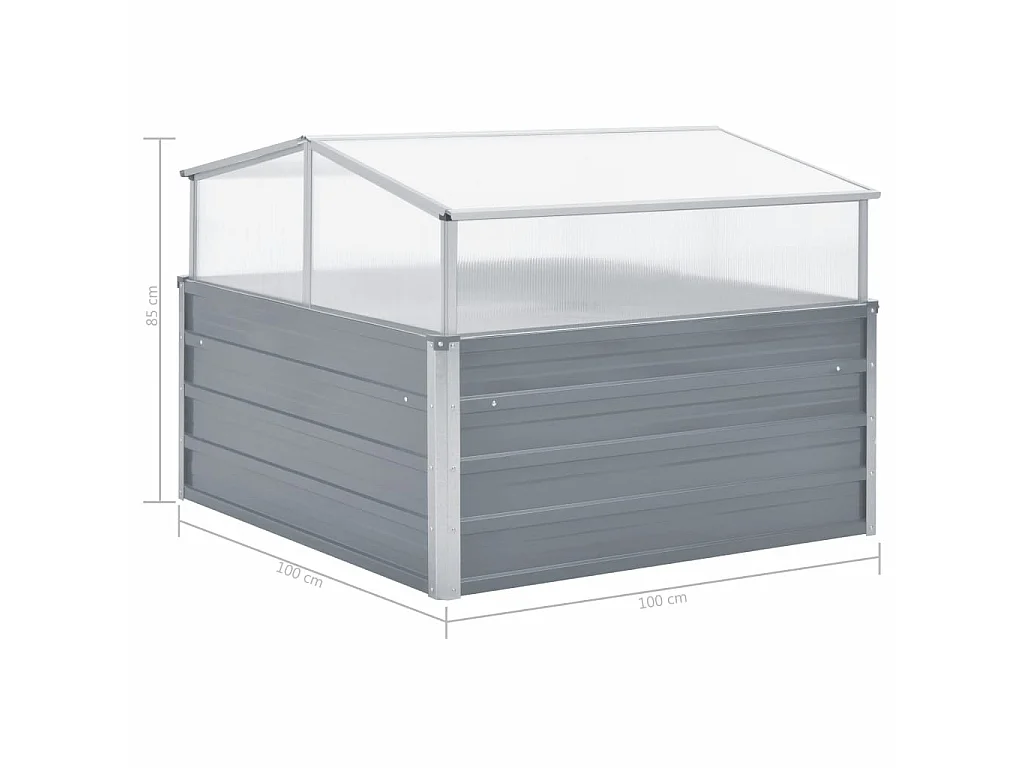 Serre 100 x 100x85 Grise Acier galvanisé