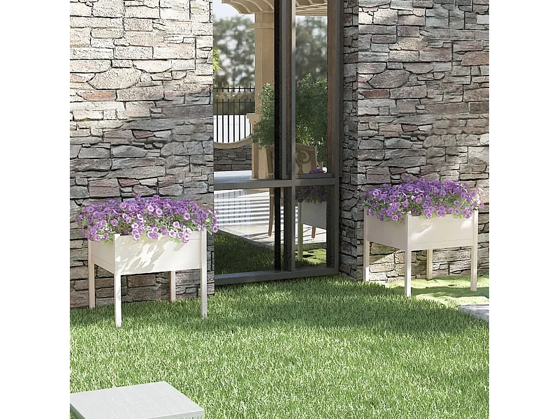 Jardinières 2 pcs Blanc 70x70x70 Bois de pin massif