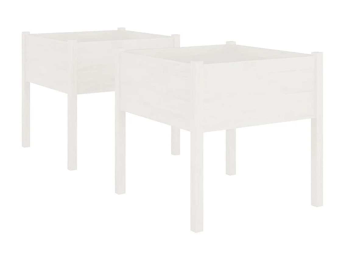 Jardinières 2 pcs Blanc 70x70x70 Bois de pin massif