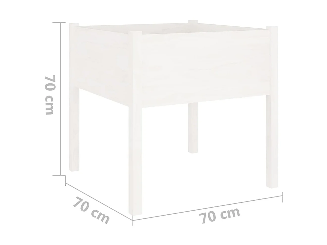 Jardinières 2 pcs Blanc 70x70x70 Bois de pin massif