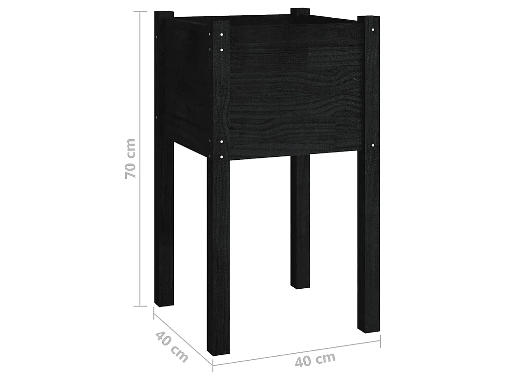 Jardinières d'extérieur 2pcs Noir 40x40x70 Bois de pin massif