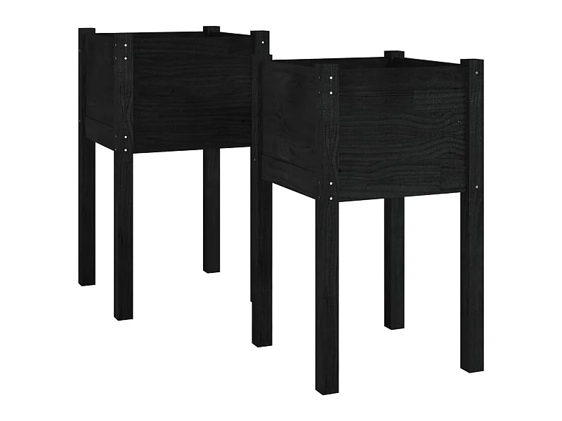 Jardinières d'extérieur 2pcs Noir 40x40x70 Bois de pin massif