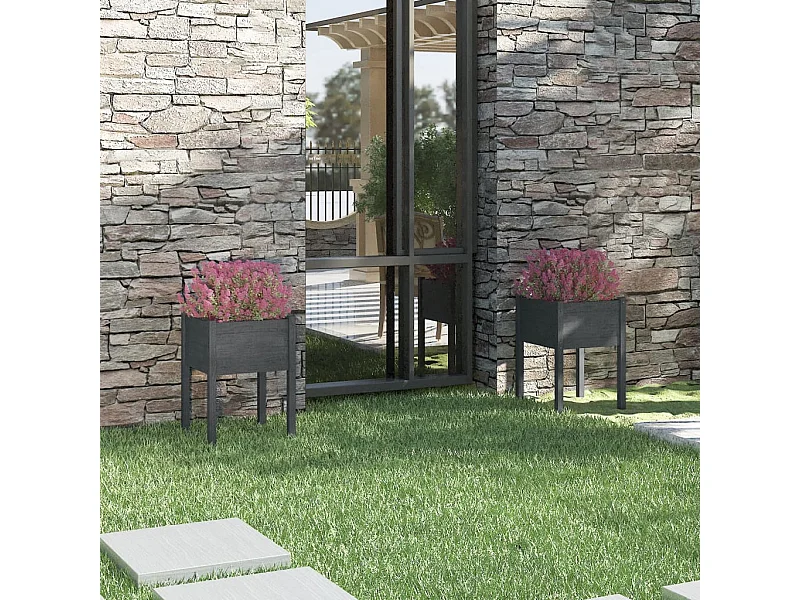 Jardinières 2 pcs Gris 50x50x70 Bois de pin massif