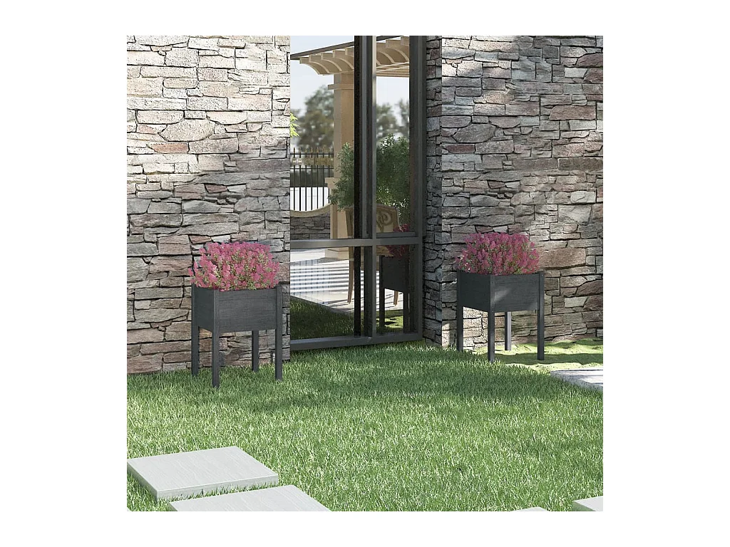Jardinières 2 pcs Gris 50x50x70 Bois de pin massif