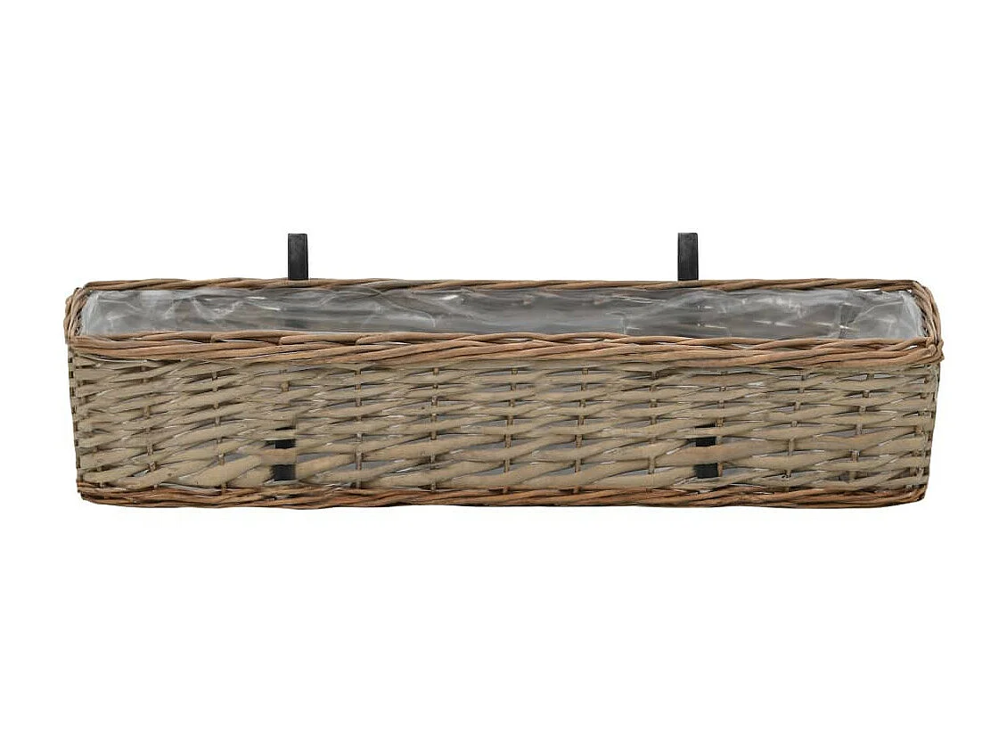 Jardinières de balcon 2 pcs Osier avec doublure de PE 80cm