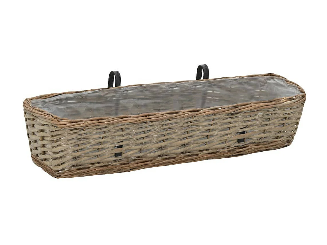 Jardinières de balcon 2 pcs Osier avec doublure de PE 80cm