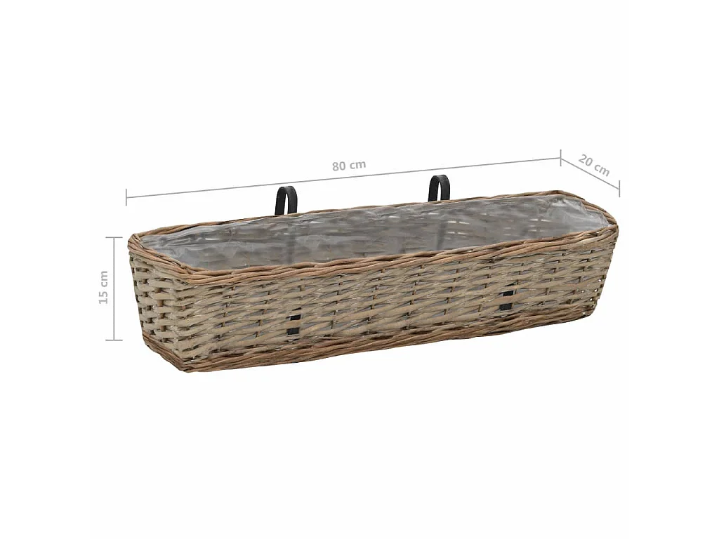 Jardinières de balcon 2 pcs Osier avec doublure de PE 80cm