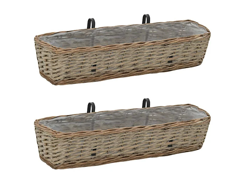 Jardinières de balcon 2 pcs Osier avec doublure de PE 80cm