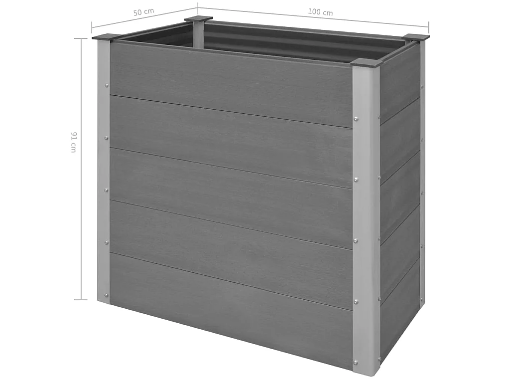 Jardinière WPC 100x50x91 Gris