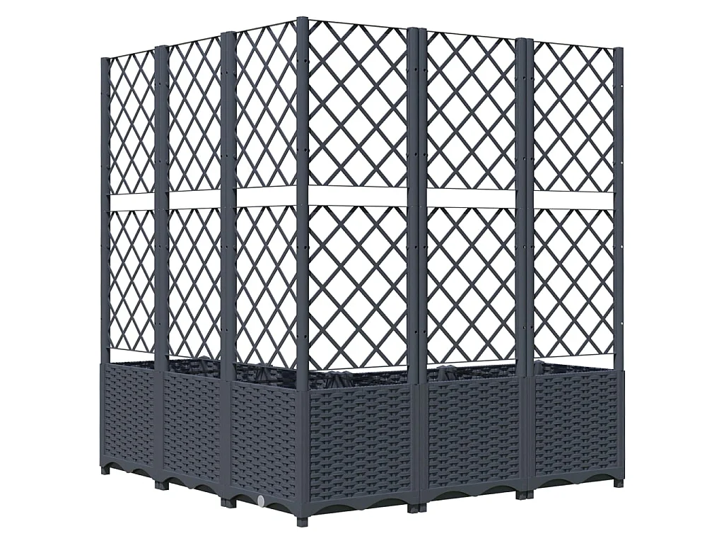 Jardinière avec treillis Gris foncé 120x120x136 PP