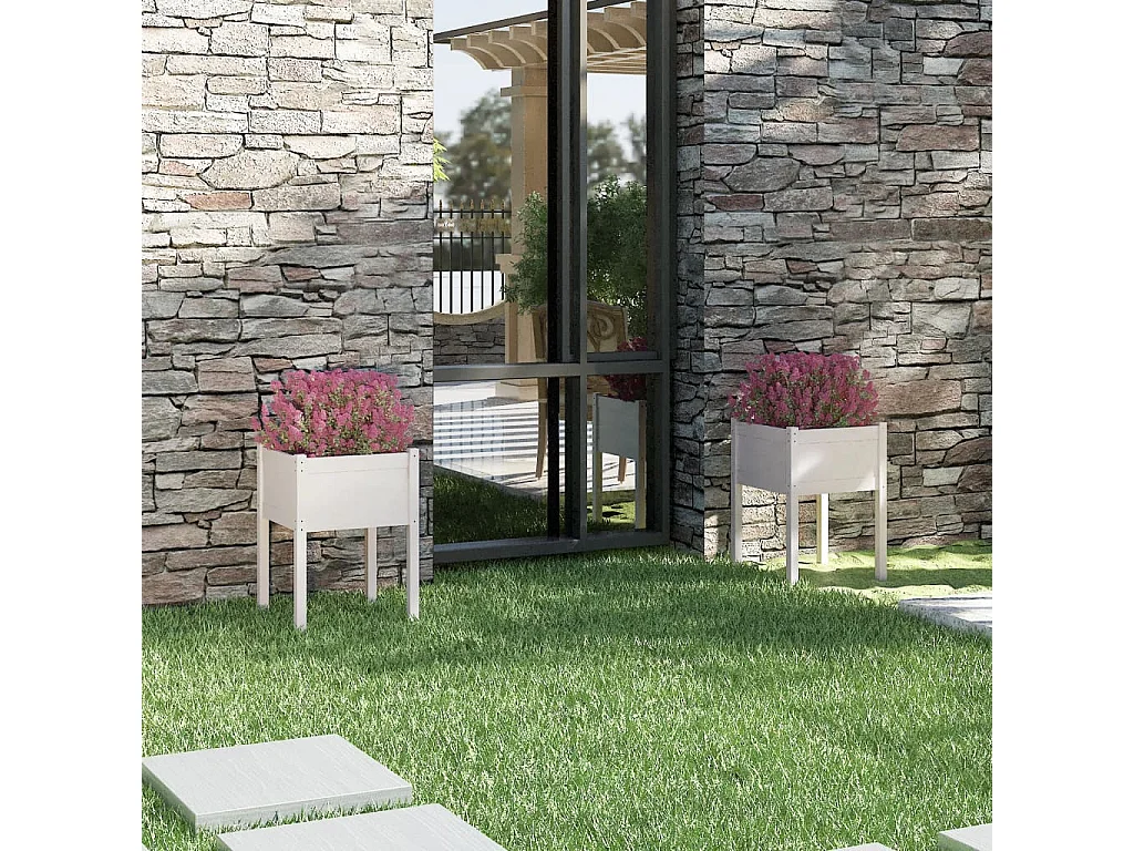 Jardinières 2 pcs Blanc 50x50x70 Bois de pin massif