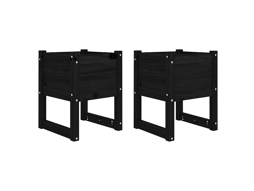 Jardinières 2 pcs Noir 40x40x52,5 Bois massif de pin