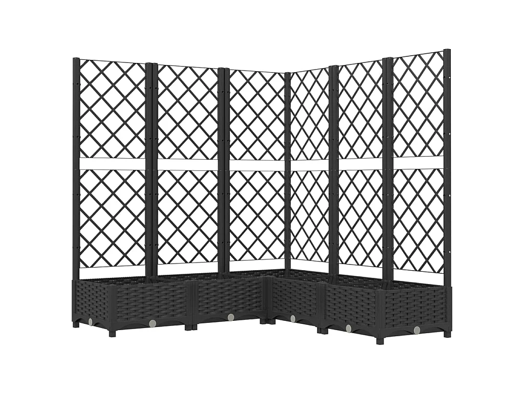 Jardinière avec treillis Noir 120x120x121,5 PP