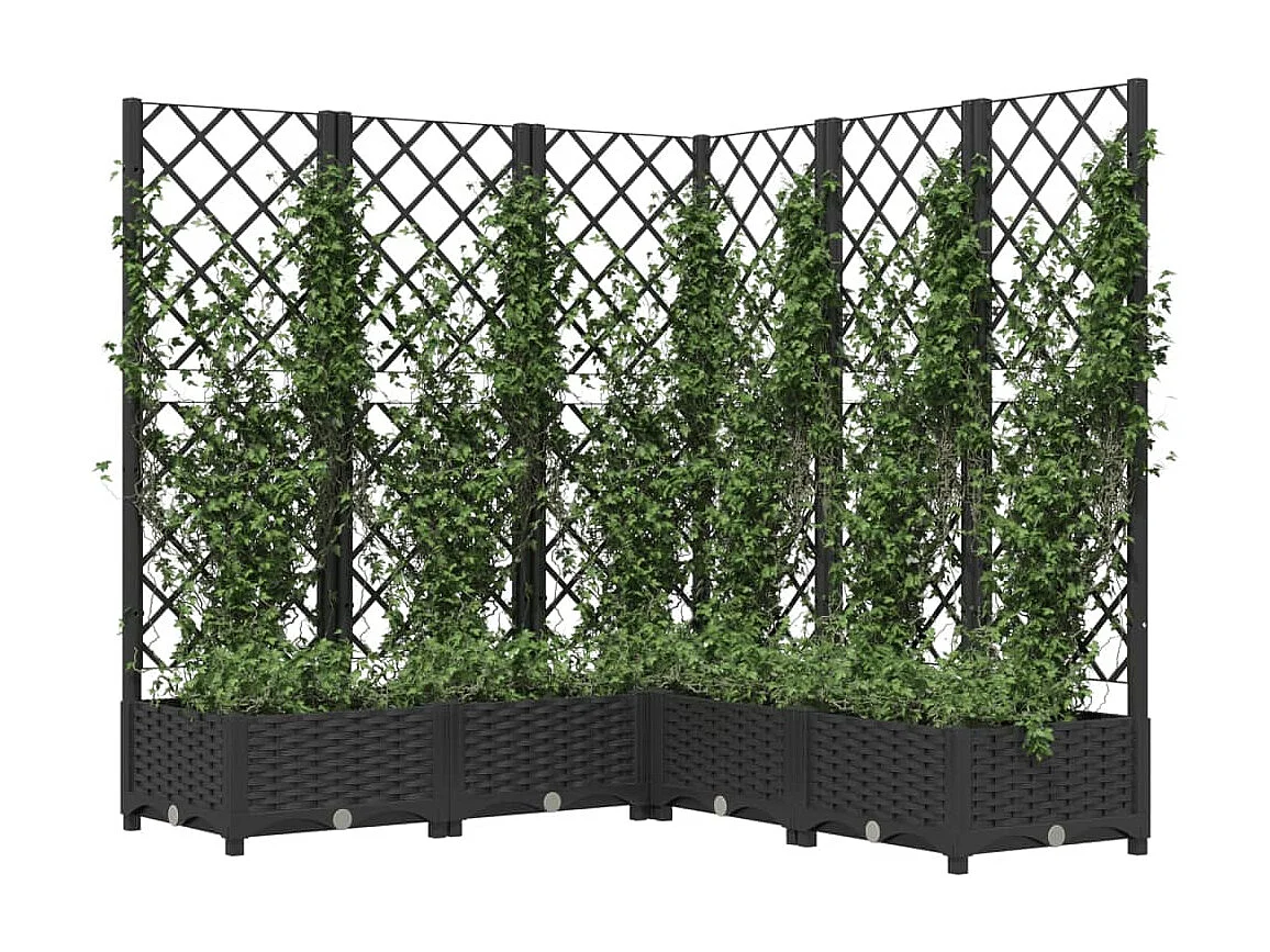 Jardinière avec treillis Noir 120x120x121,5 PP