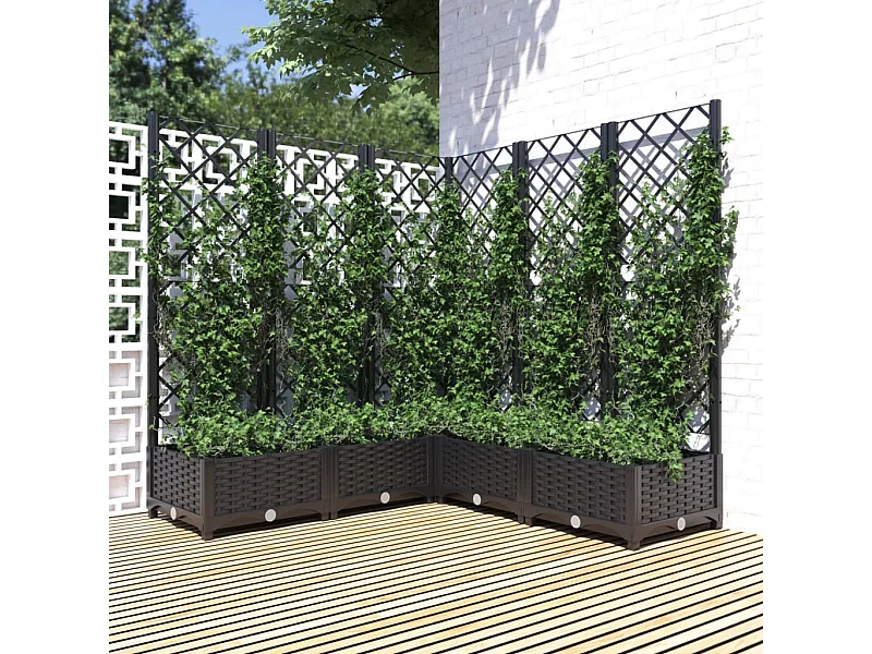 Jardinière avec treillis Noir 120x120x121,5 PP